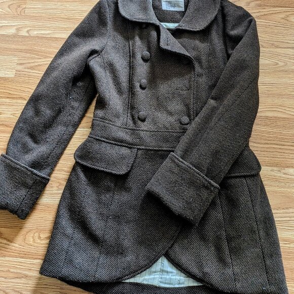 Brown Pinstripe Peacoat - Picture 2 of 16